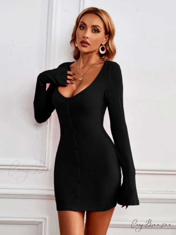 Color Sweater Cozy Mini Solid for Gown Me Keep Women Black / S