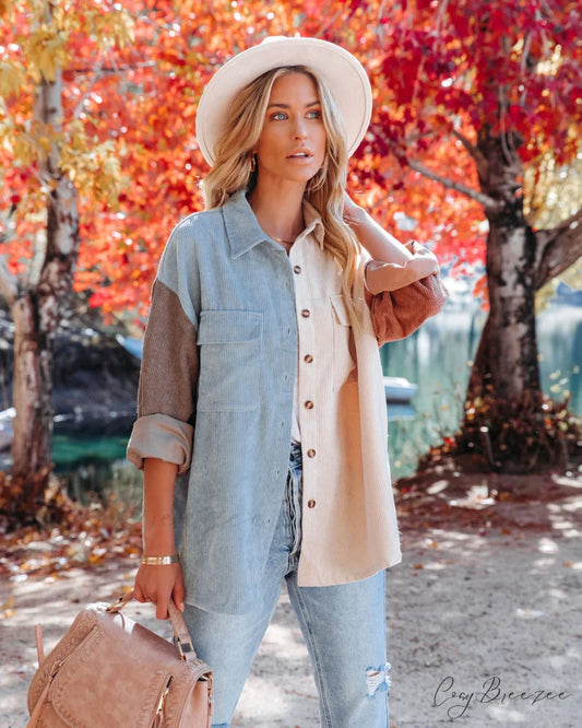 Colorblock Corduroy Shacket by Garwood