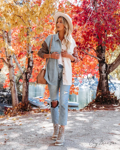 Colorblock Corduroy Shacket by Garwood