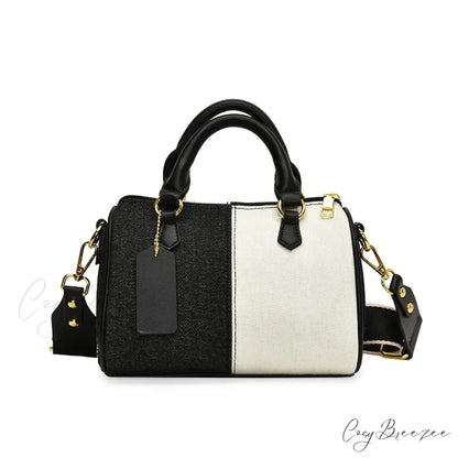 Colorblock Denim Mini Crossbody Bag Black And White / 20.5x14x6.5cm handbag-250126