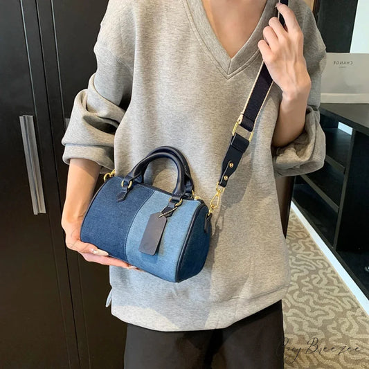 Colorblock Denim Mini Crossbody Bag Mixed Blue / 20.5x14x6.5cm handbag-250126