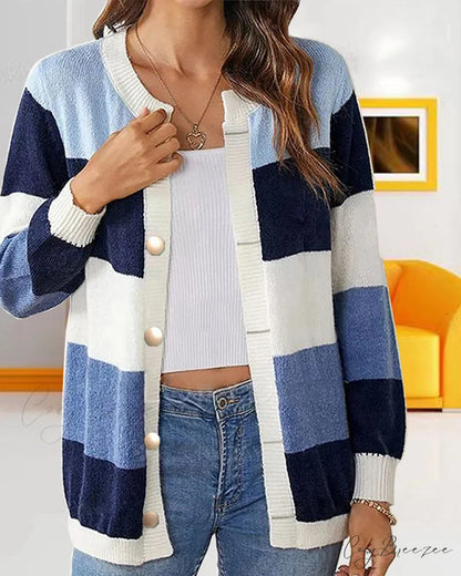 Colorblock for Cardigan Women Blue / S