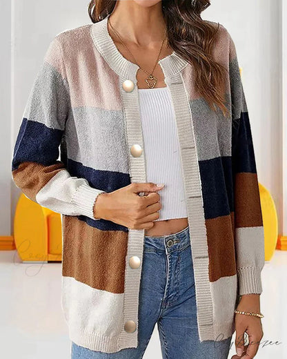 Colorblock for Cardigan Women Khaki / S