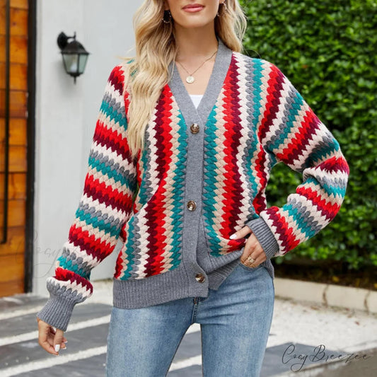 Colorful Knitted Cardigan Multicolor / S