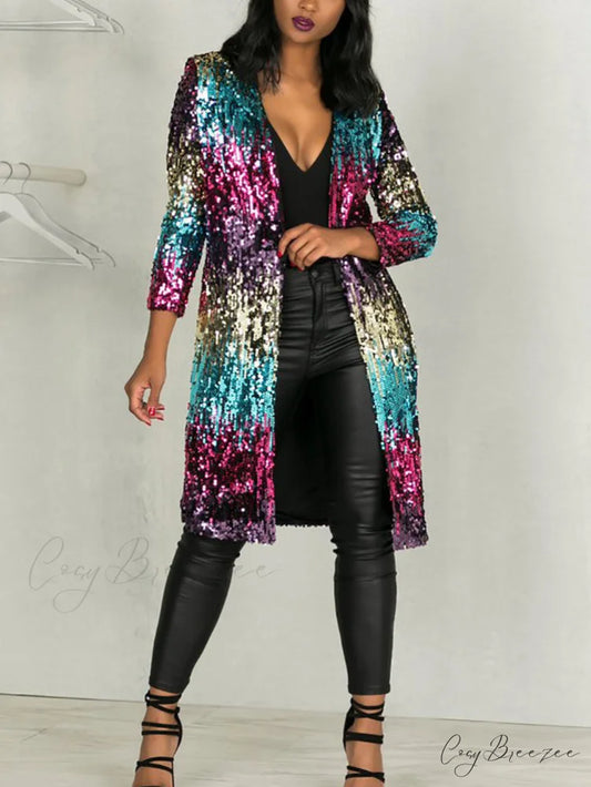 Colorful Striped Graceful Pit Cardigan Multicolor / S