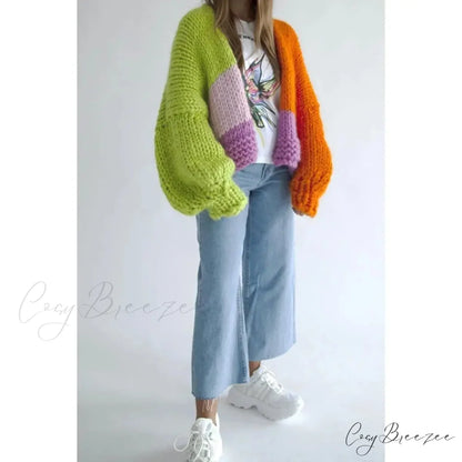 Colorful Thread V-Neck Commuter Knit Cardigan cardiagn-250126