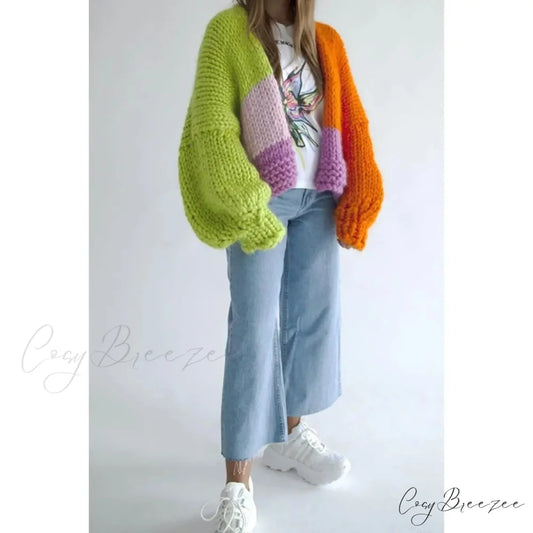 Colorful Thread V-Neck Commuter Knit Cardigan cardiagn-250126