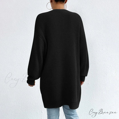 Colour Knitted Solid Cardigan