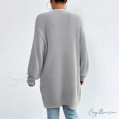 Colour Knitted Solid Cardigan