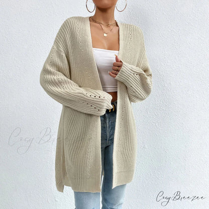Colour Knitted Solid Cardigan