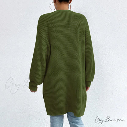 Colour Knitted Solid Cardigan