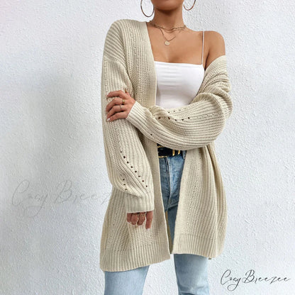 Colour Knitted Solid Cardigan Apricot / S