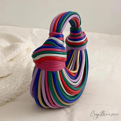 Colourful Rainbow Noodles Shaped Luxury Designer Women Handbag Clutch Colorful / 27x27x12cm clutchbag-250126