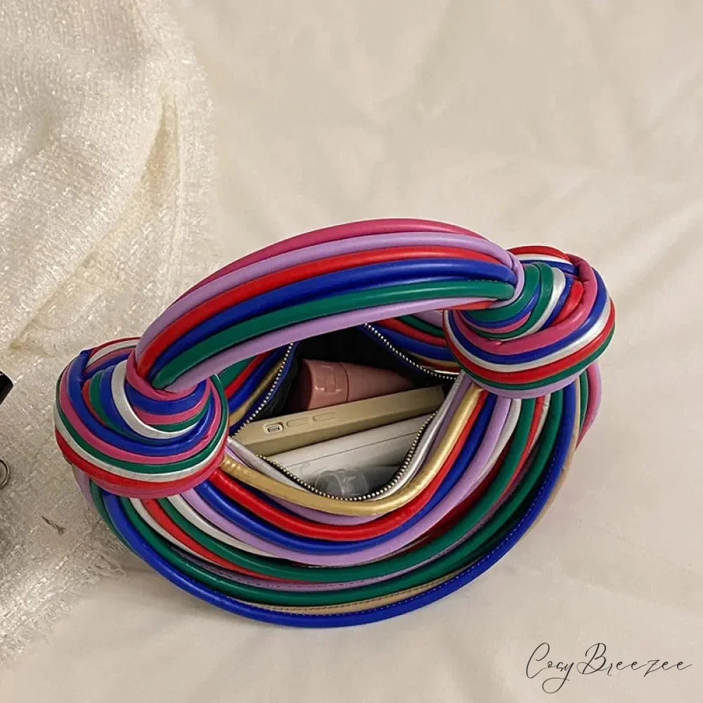 Colourful Rainbow Noodles Shaped Luxury Designer Women Handbag Clutch Colorful / 27x27x12cm clutchbag-250126