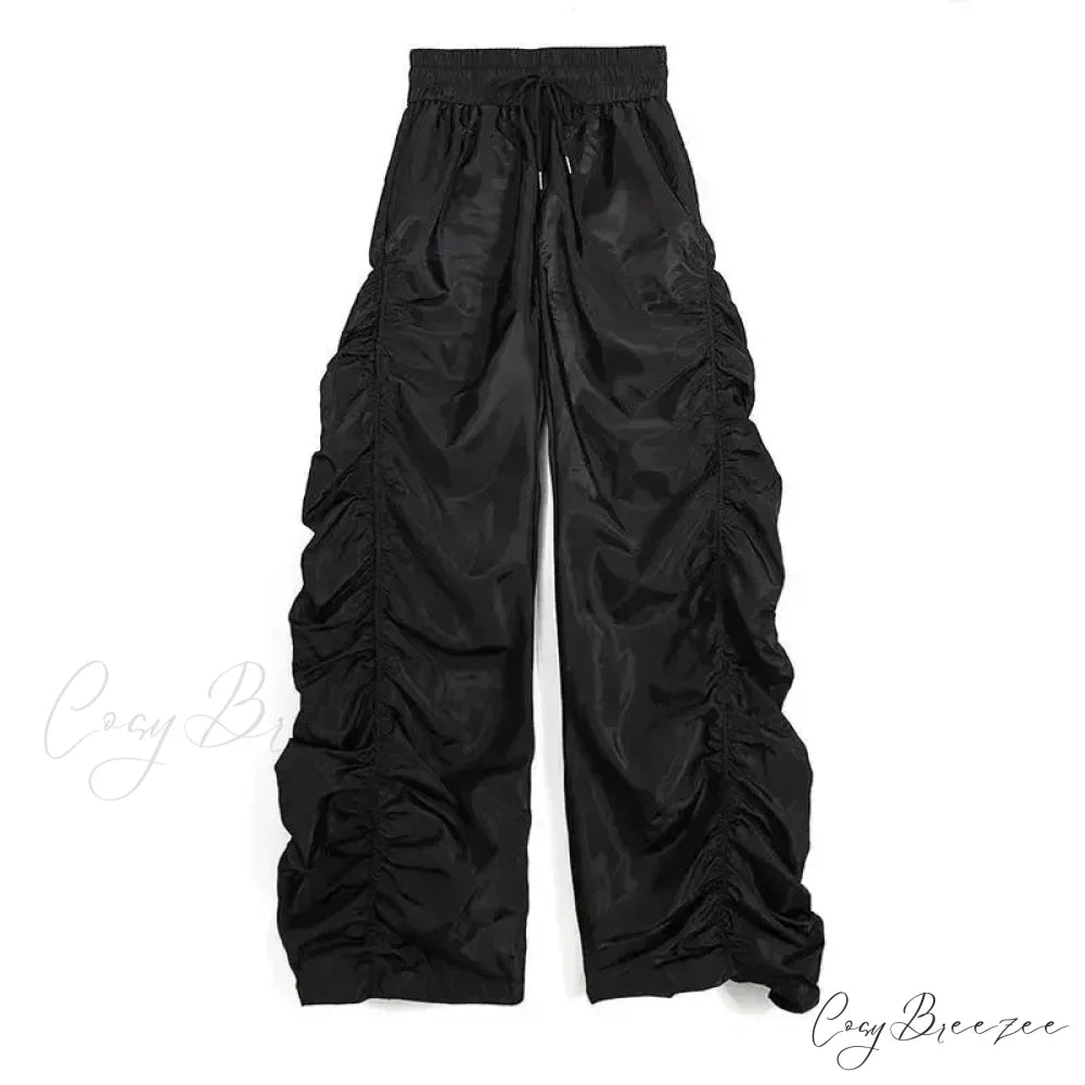 Comfortable Black Baggy High-Waist Halloween Pants Black / S