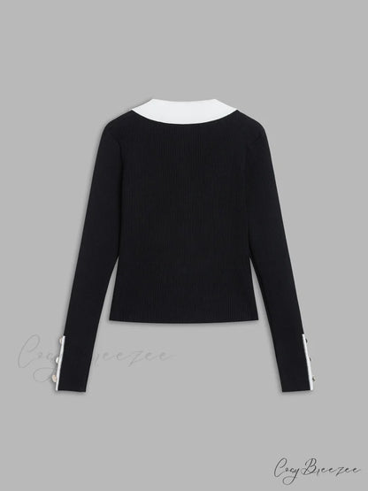 Contrast Charming Elegant Cardigan