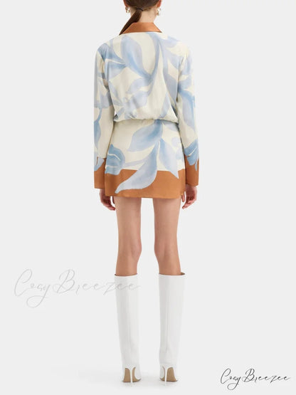 Contrast Color Tie-Dye Irregular Graceful Knotted Shirt Short Dress