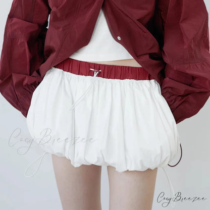 Contrast Drawstring Pocketed Skirt skirts-250223