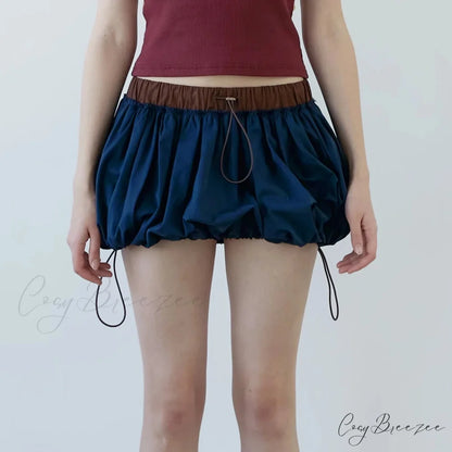 Contrast Drawstring Pocketed Skirt skirts-250223