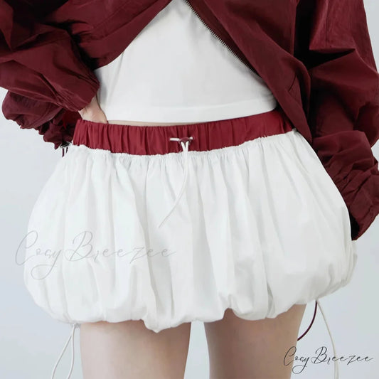 Contrast Drawstring Pocketed Skirt WHITE / S skirts-250223