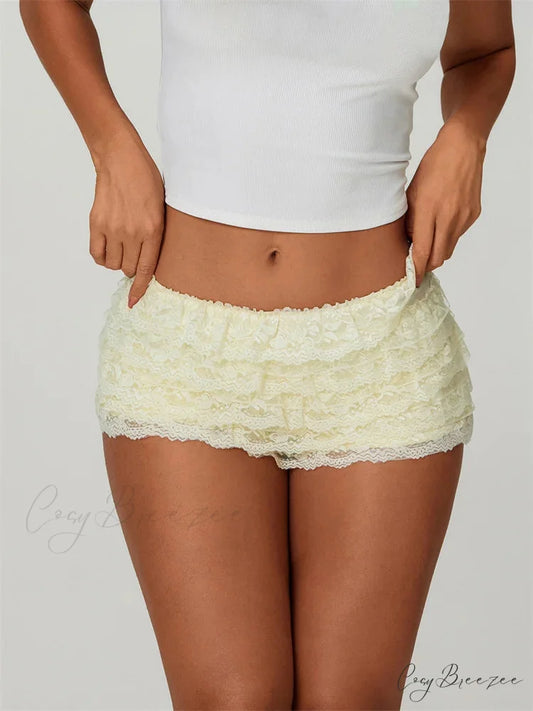 Contrast Hue Knitted Leisure Short yellow / S short-250223