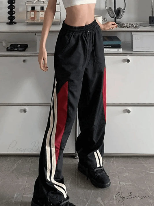 Contrast Long Graceful Sleeve Crop Top Black / S