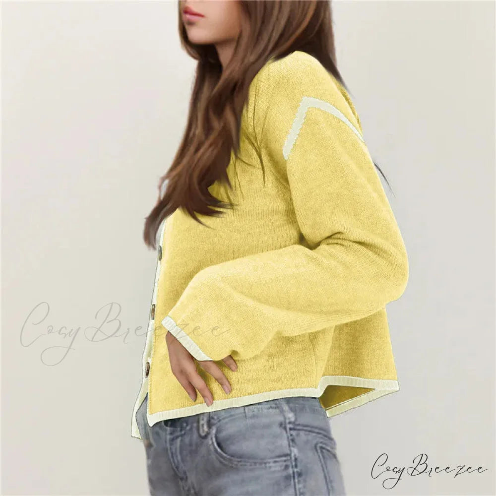 Contrast Stitching Full Sleeve Button Cardigan cardigans-241228