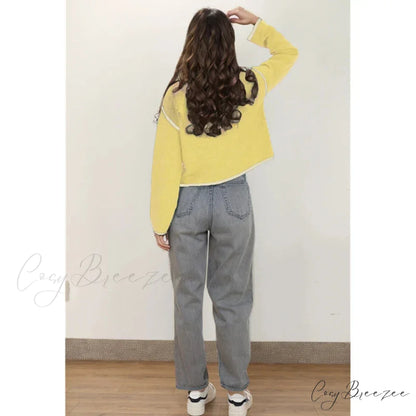 Contrast Stitching Full Sleeve Button Cardigan cardigans-241228