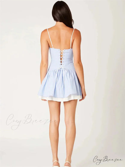 Contrast Striped Bodycon Mini Gown minidress-250223