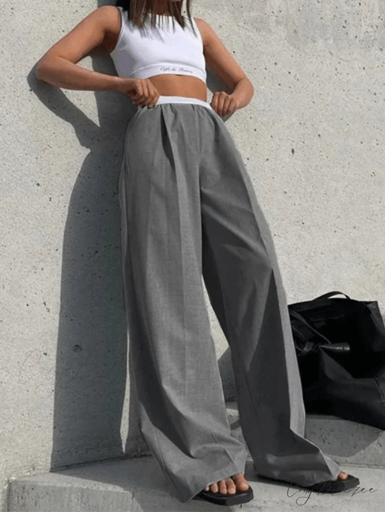 Contrast Vintage Logo Trendy Crop Cami Top Gray / S