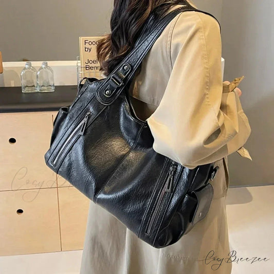 Contrasting Color High-Quality Zipper Shoulder Bag shoulder-250126
