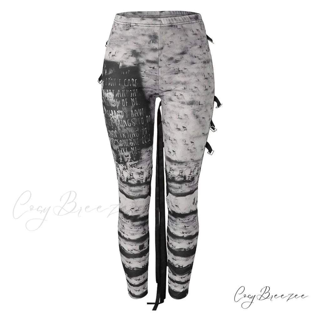 Cool Gathered High Waist Gothic Rocker Halloween Pants