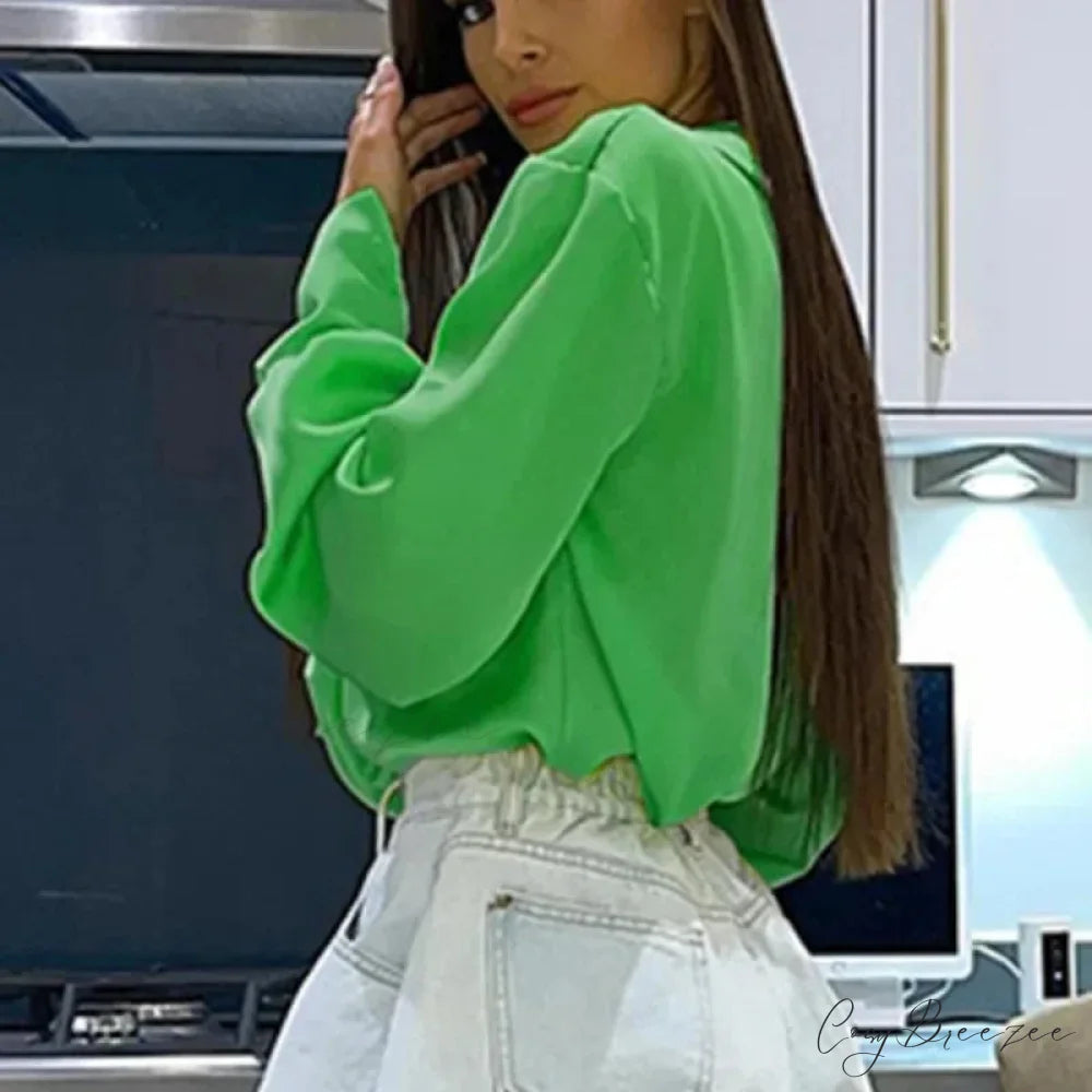 Cooling Silk Oversized Laid-back Satin Sleeve Blouse blouse-250126