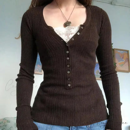Coquette Knit Babydoll Long Sleeve Knitwear Crop Top BLACK1 / S knittop-250126