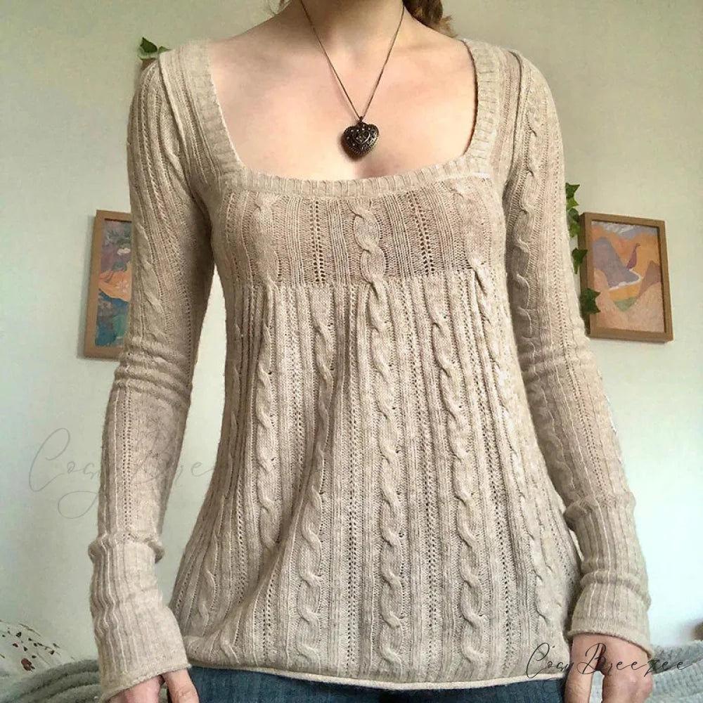 Coquette Knit Babydoll Long Sleeve Knitwear Crop Top GRAY5 / S knittop-250126