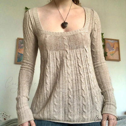 Coquette Knit Babydoll Long Sleeve Knitwear Crop Top GRAY5 / S knittop-250126