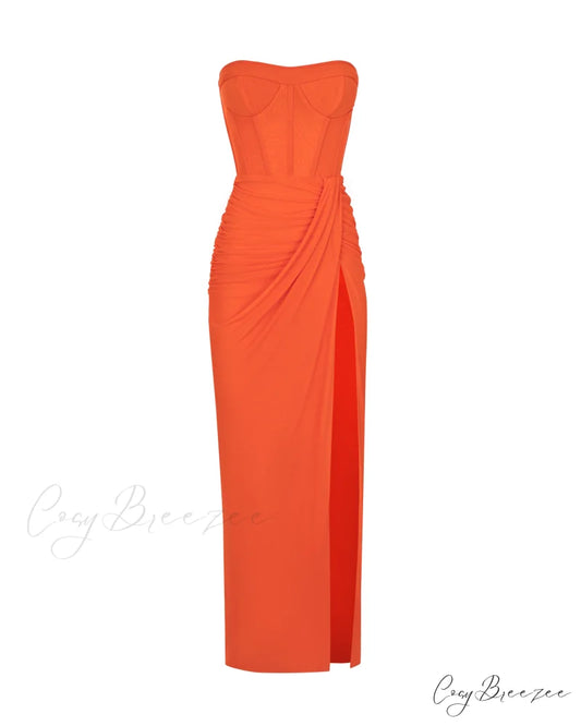 Coral Blazing Stylish Off-The-Shoulder Maxi Dress XXS / Coral