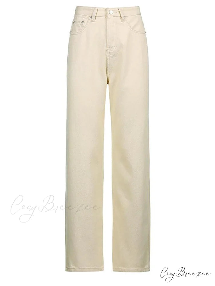 Corduroy Patchwork High Trendy Waist Straight Pants