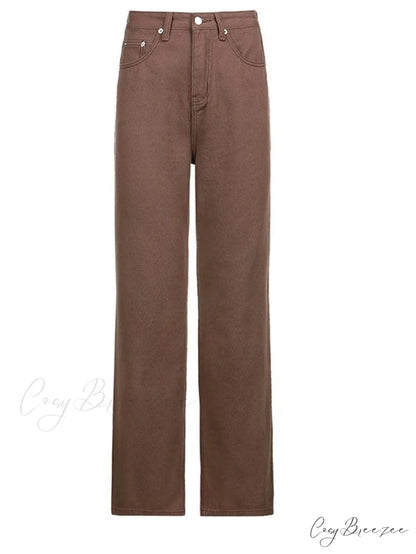 Corduroy Patchwork High Trendy Waist Straight Pants