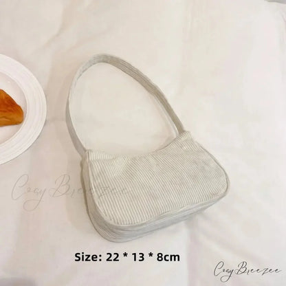 Corduroy Zipper Underarm Handbag shoulder-250126