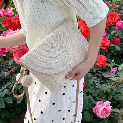 Corn Husk Weave Straw Clutch Wristlet beige2 wristlet-250126