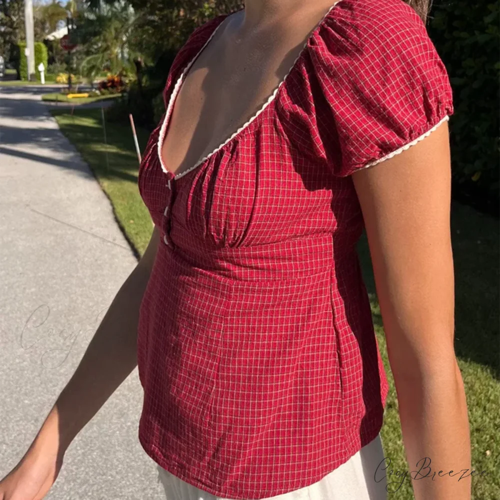 Cottage Plaid Short Crop Top croptop-250223