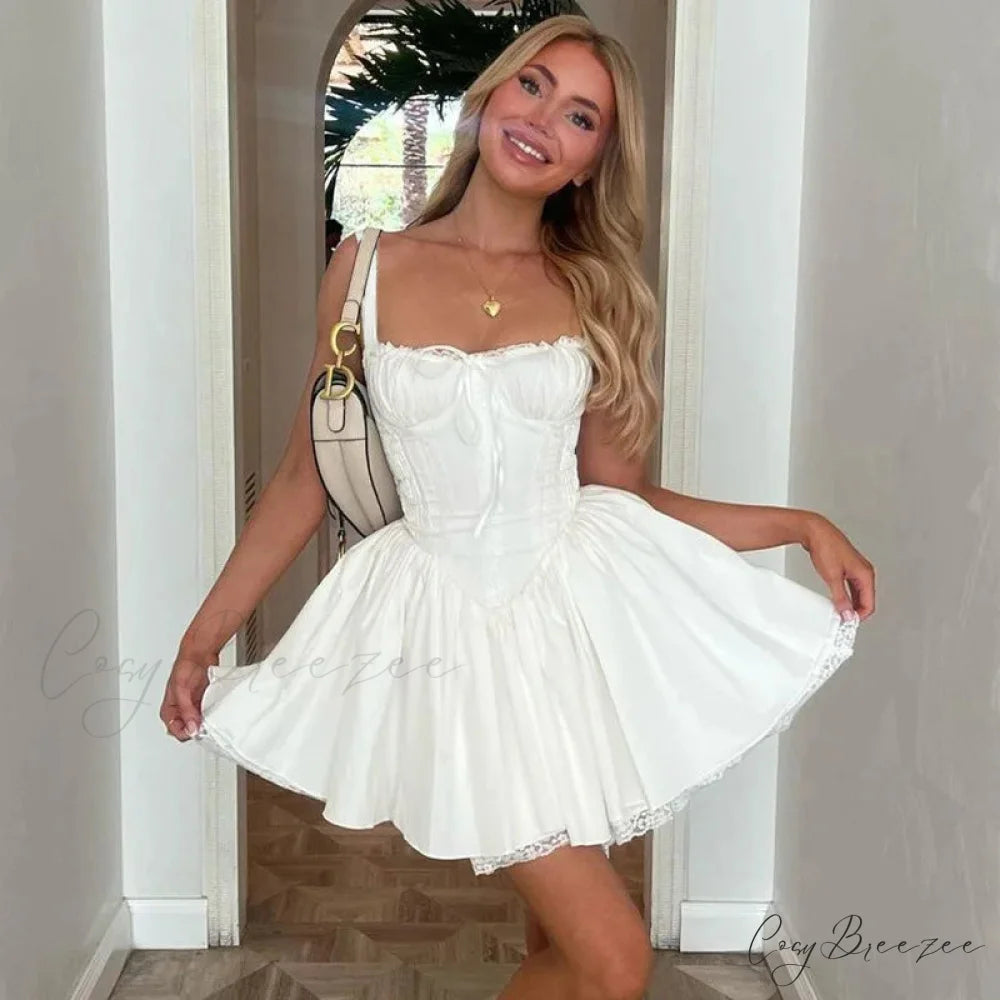 Cottagecore Grunge Lace Corset Mini Dress