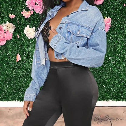 Cotton Denim Spring Autumn Cardigan Punk Bomber Windbreaker Hollow Out Jacket