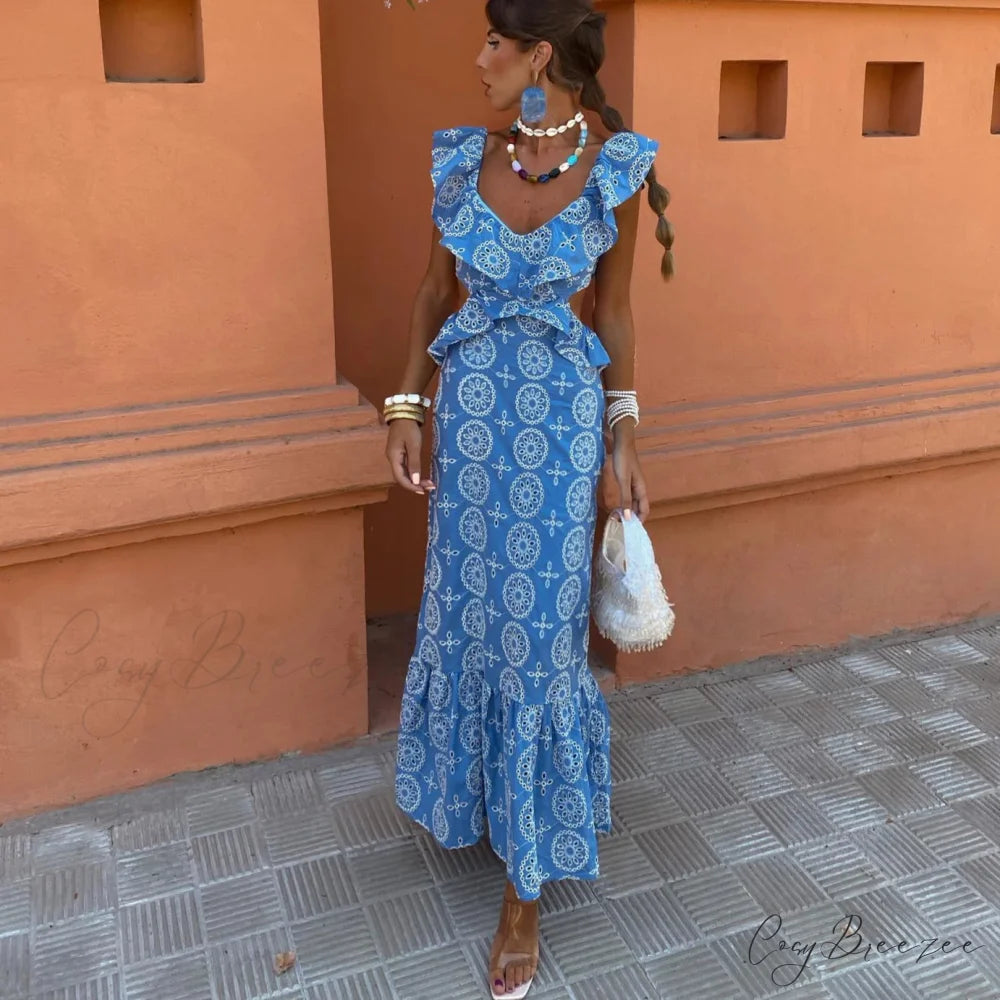 Cotton Floral Lace Party Boho Dress bohodress-250126