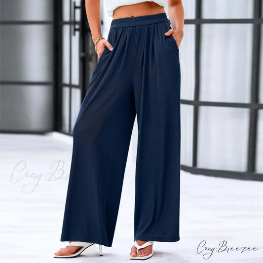 Cotton Linen Loose Relaxed Pocket Pants Blue / S pants-241228