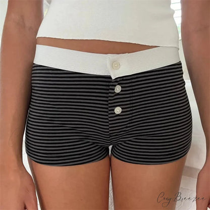 Cotton Print Button Sweatshorts Mixed Color / S short-250223