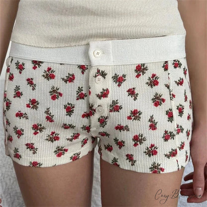 Cotton Print Button Sweatshorts short-250223