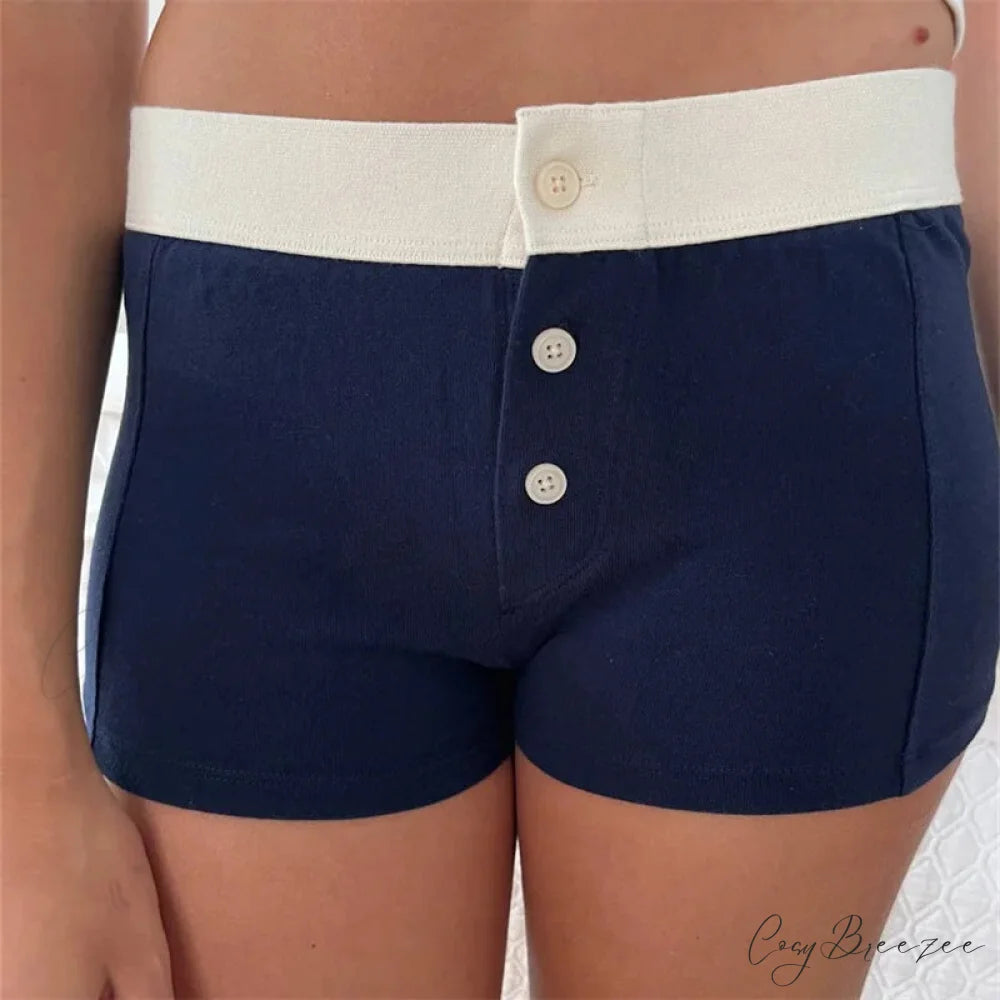 Cotton Print Button Sweatshorts short-250223