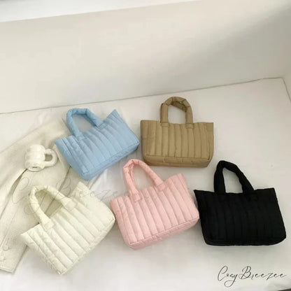 Cotton Quilted Solid Color Commuter Handbag handbag-250126